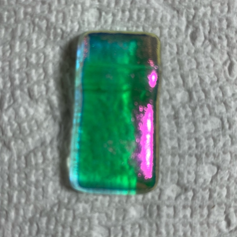 Paula Radke pendant. Great colors. Iridescent pink, green. With SS Chain - Picture 3 of 6